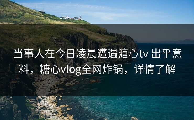 当事人在今日凌晨遭遇溏心tv 出乎意料，糖心vlog全网炸锅，详情了解