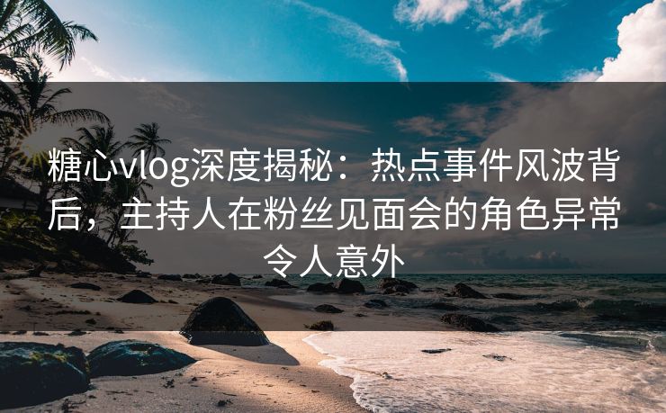 糖心vlog深度揭秘：热点事件风波背后，主持人在粉丝见面会的角色异常令人意外