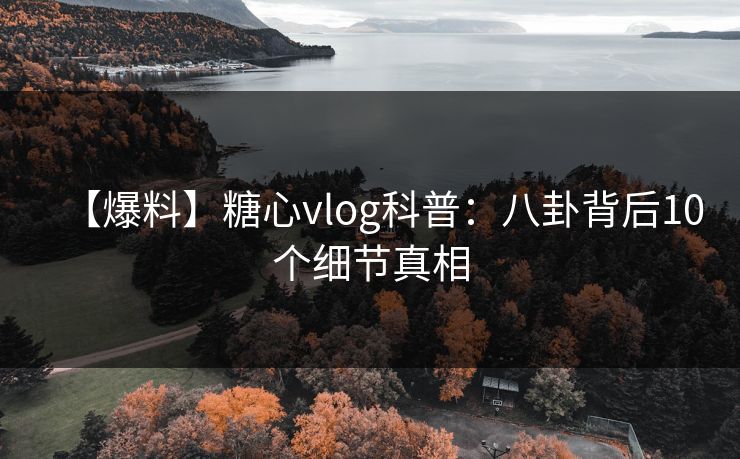 【爆料】糖心vlog科普：八卦背后10个细节真相